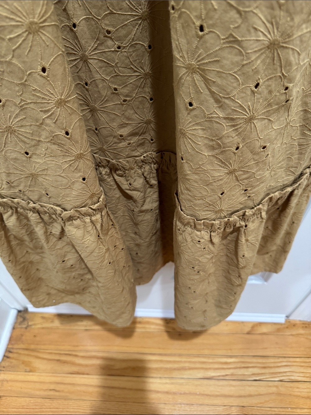 Lost + Wander Mustard Eyelet Midi Dress - Picture 4 of 10